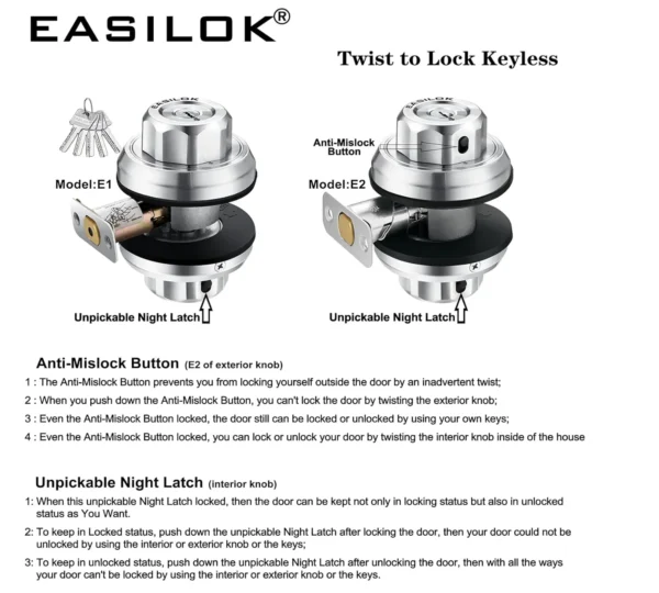 E2#Twist2Lock-Keyless-StainlessSteel - Image 4