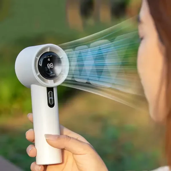 F4#Handheld Fan with Digital Display -100 Speed High-Power Performance - Image 2