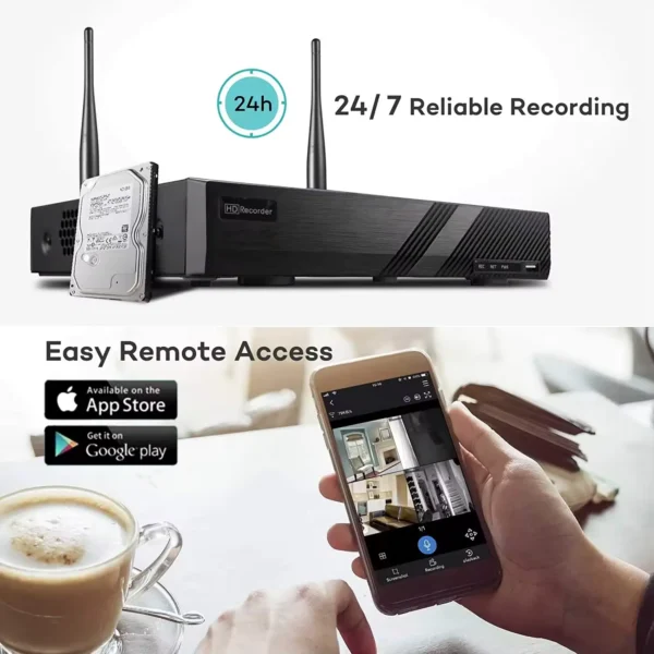 C11#4CH 1080P CCTV Wireless Camera IP WiFi Kits - Image 2